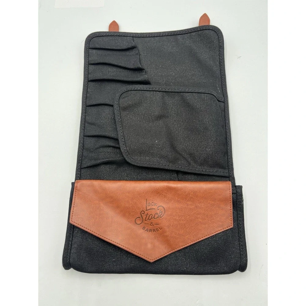 Gentlemen's Hardware GEN091 Charcoal Tool Roll Black Canvas Brown Buckle Tool